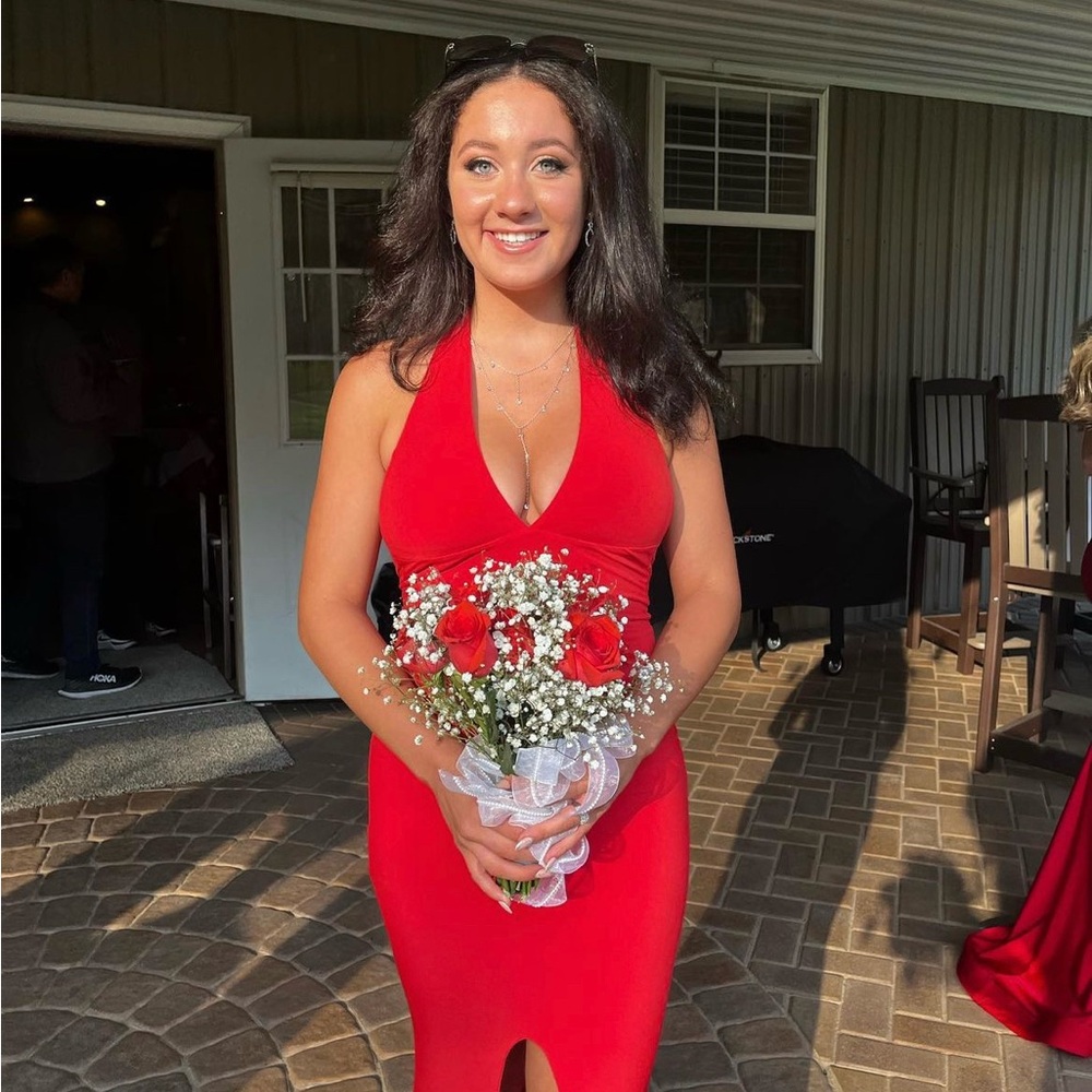 Nookie Red Halter Bodycon Prom Dress